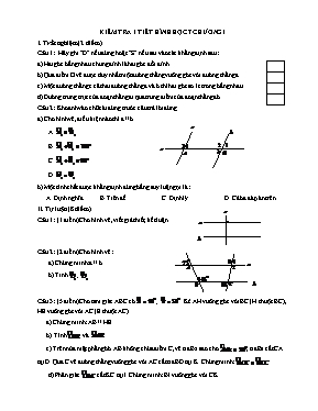 Kiểm tra 1 tiết Hình học 7 chương 1